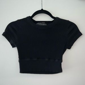 White Fox Boutique Active Black Ribbed Crop Top